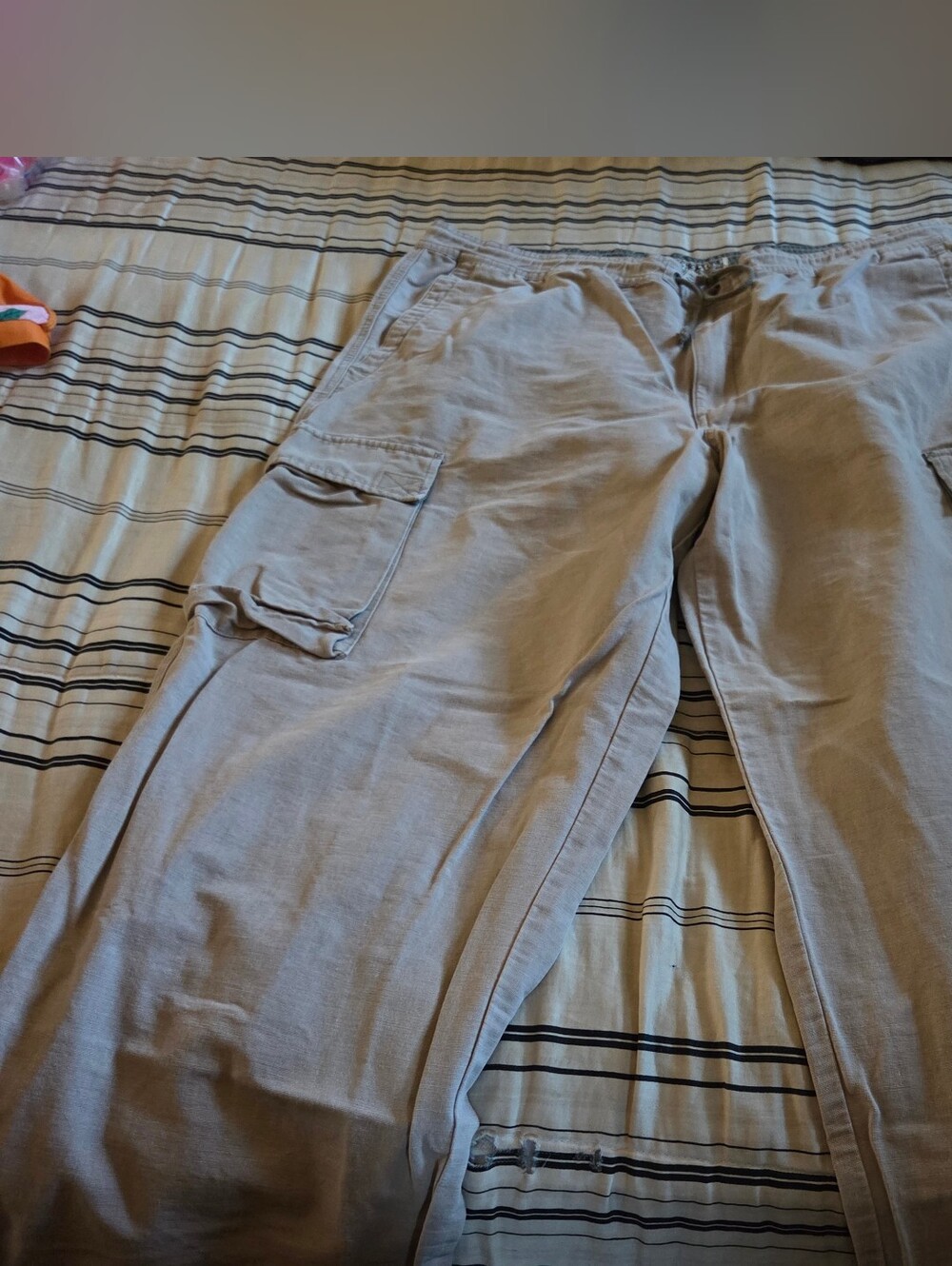 Structure Khaki Drawstring Waistband Cotton Cargo Pants - X-Large